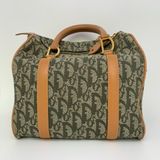 98新 Dior/迪奧 Trotter 綠花迷你波士頓手提包 附帶原裝鎖 25×15×12