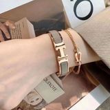 全新Hermes Clic H奶茶金琺瑯手環