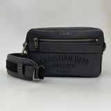 Dior 灰牛皮銀釦ㄇ拉斜背相機包