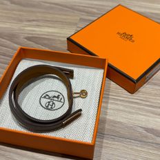 HERMES 愛馬仕 mini Kelly 雙圈牛皮手環 (大象灰Etoupe x 玫瑰金色) bracelet-13
