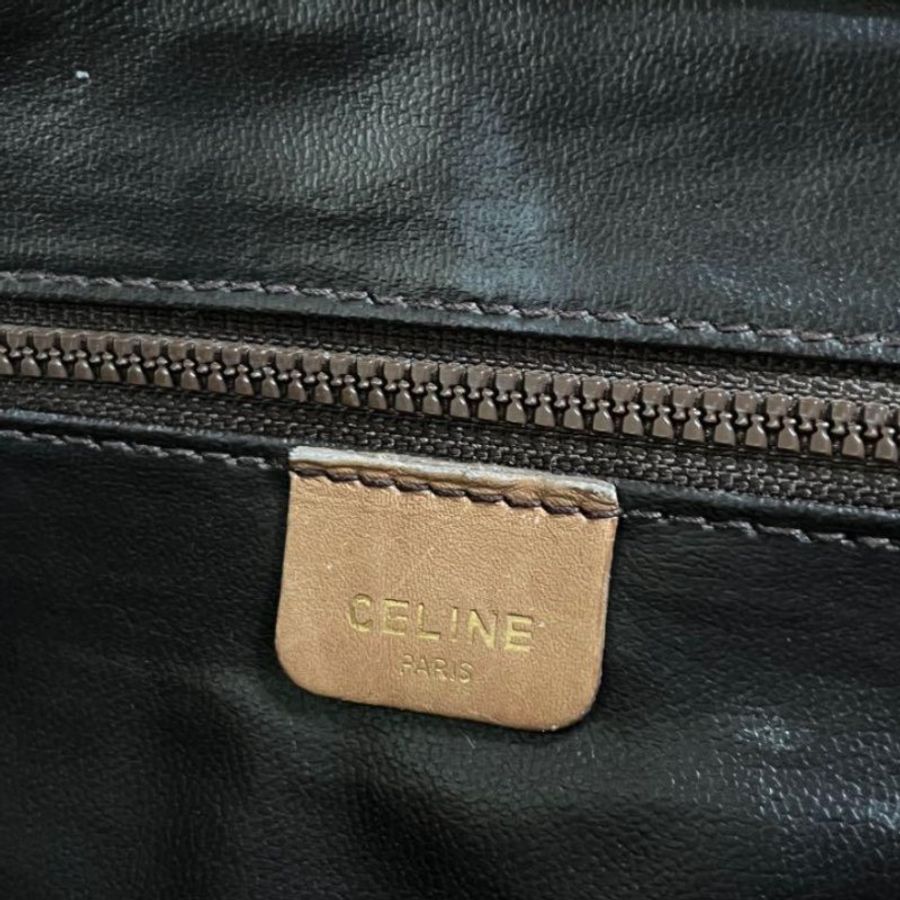 義大利製 絕版Celine 米色老花 PVC x 小牛皮革手提波士頓包-4