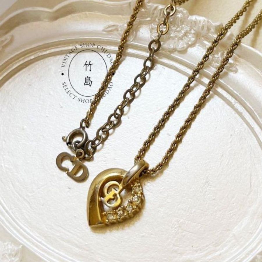 Vintage Dior 經典CD標誌與水鑽金項鍊-0