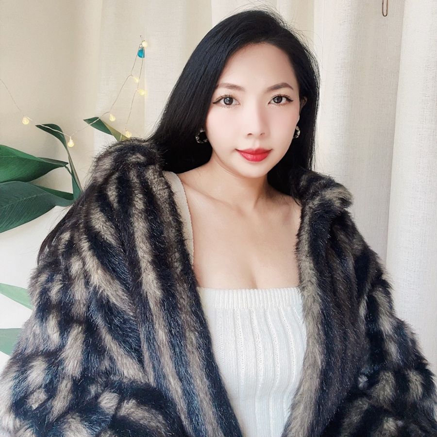 咖x黑雙色翻領華麗貴氣直紋澎澎手袖 古董環保皮草毛質大衣外套-3