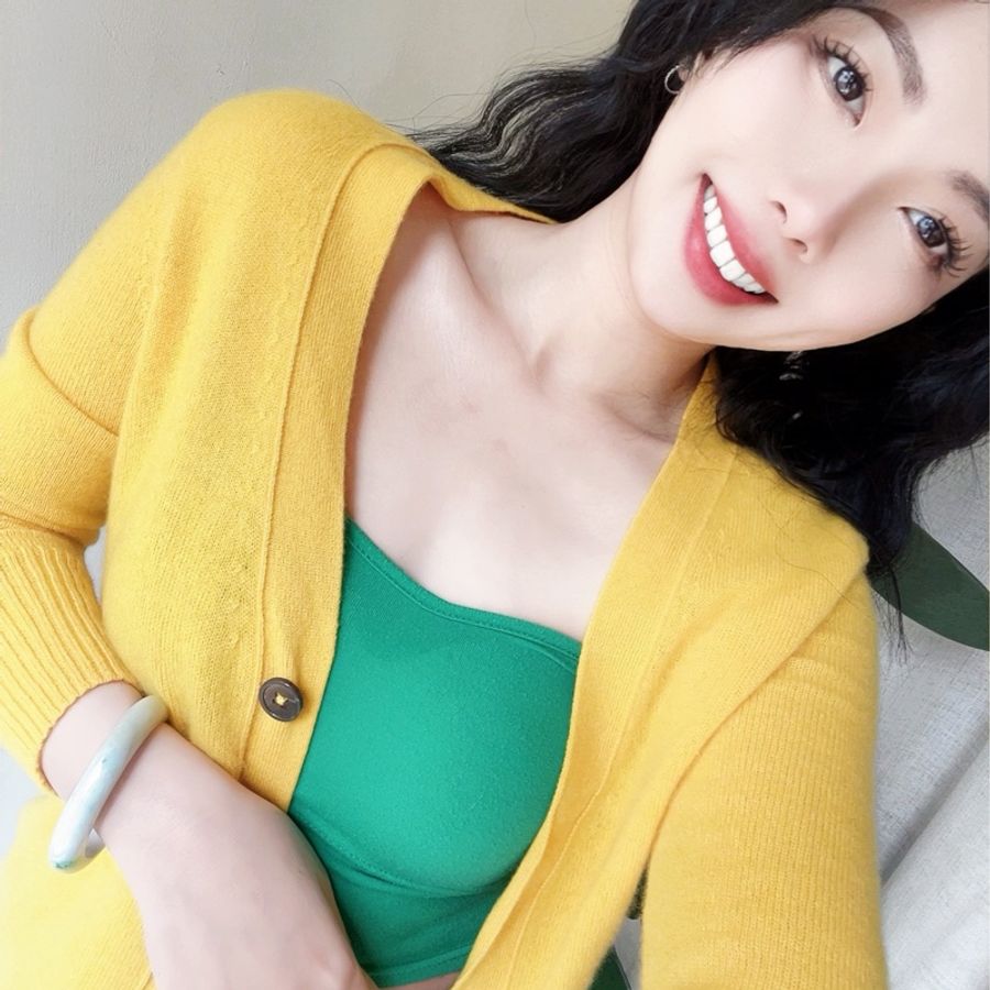 鵝黃色長版軟綿開襟外套 古董羊絨羊毛衣毛衫cashmere sweater-2