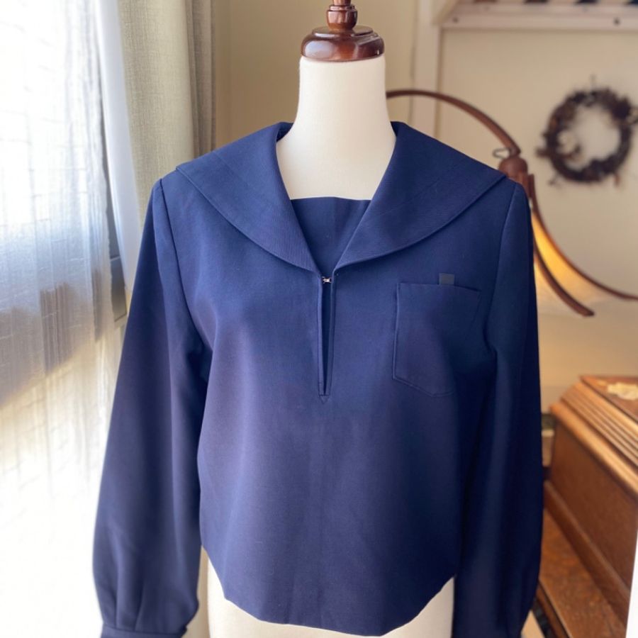 藏私·Collection_日本品牌冬季學生無襟線水手服古著上衣-0