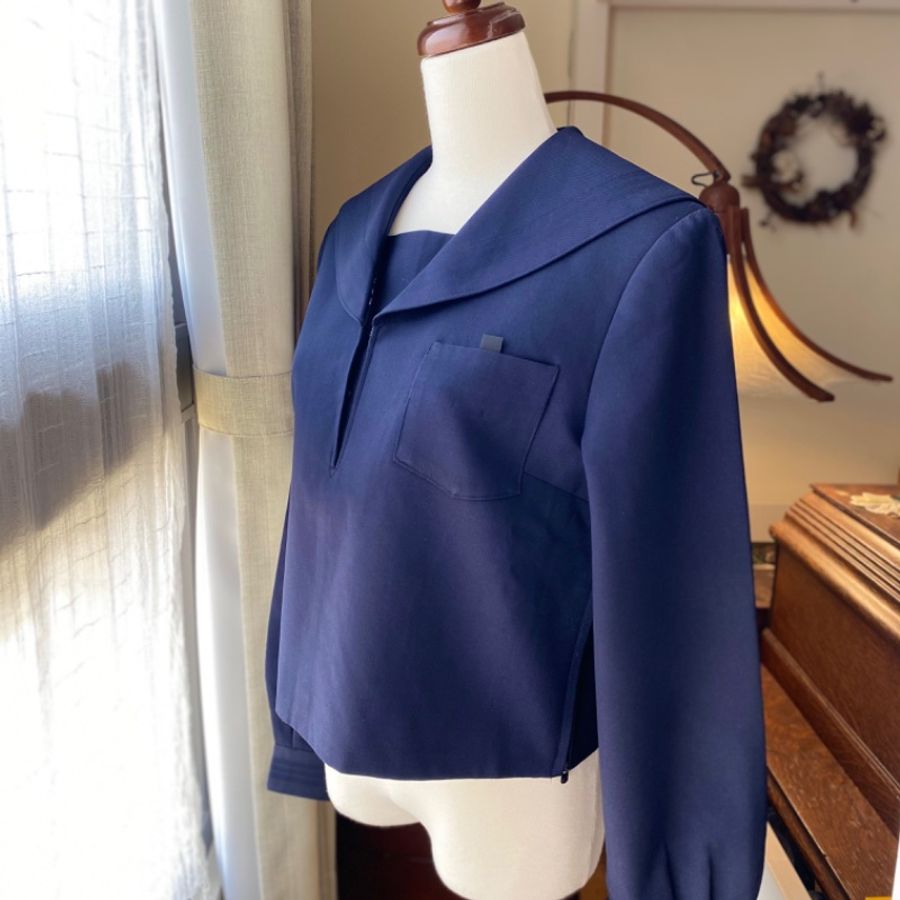 藏私·Collection_日本品牌冬季學生無襟線水手服古著上衣-1