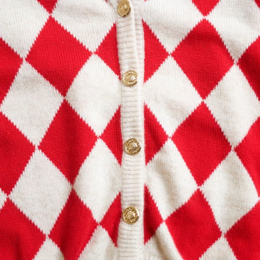 versace菱格紋金絲線開襟外套 喀什米爾羊絨毛衣cashmere sweater-6