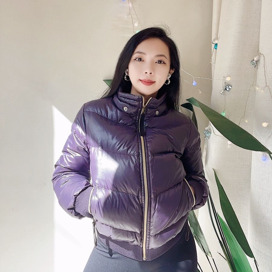 lee 紫羅蘭亮面金鏈暖暖青澀少女 古董古著羽絨澎厚磅外套vintage-0