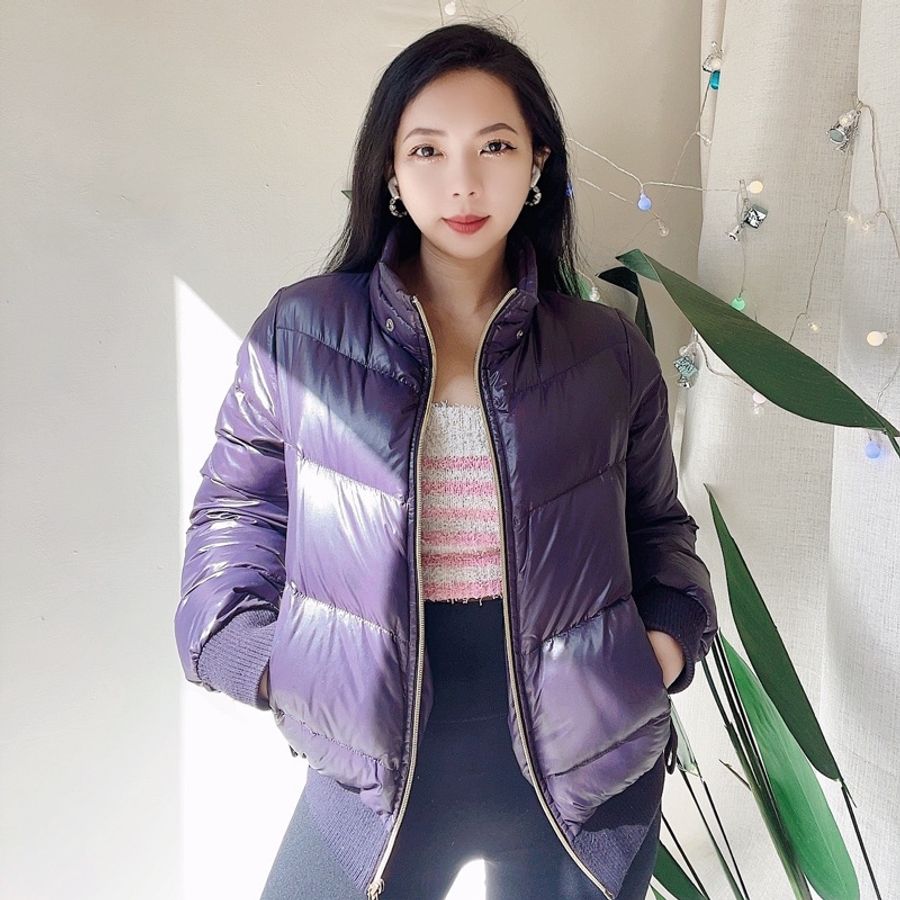 lee 紫羅蘭亮面金鏈暖暖青澀少女 古董古著羽絨澎厚磅外套vintage-1