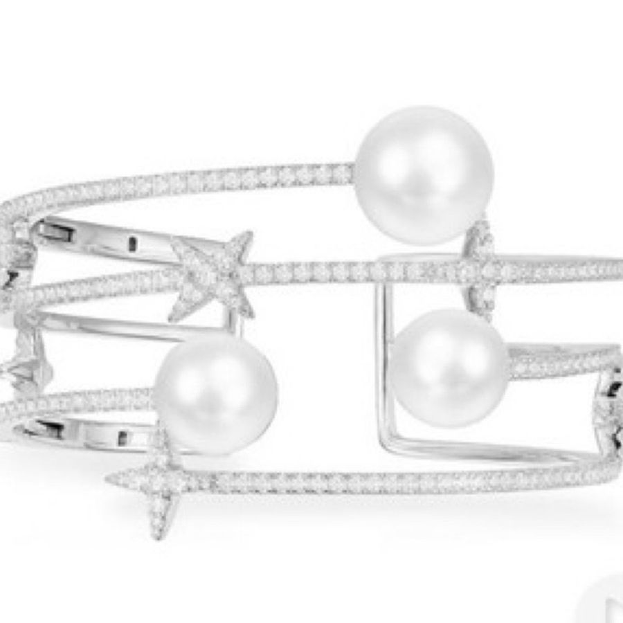 apm monaco COLLECTION ETERNELLE 三珍珠星星開口手鐲 - 銀白色-6
