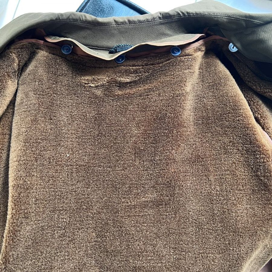 橄欖綠素面經典可拆毛料 古董雙層厚料風衣外套 dustcoat jacket-6