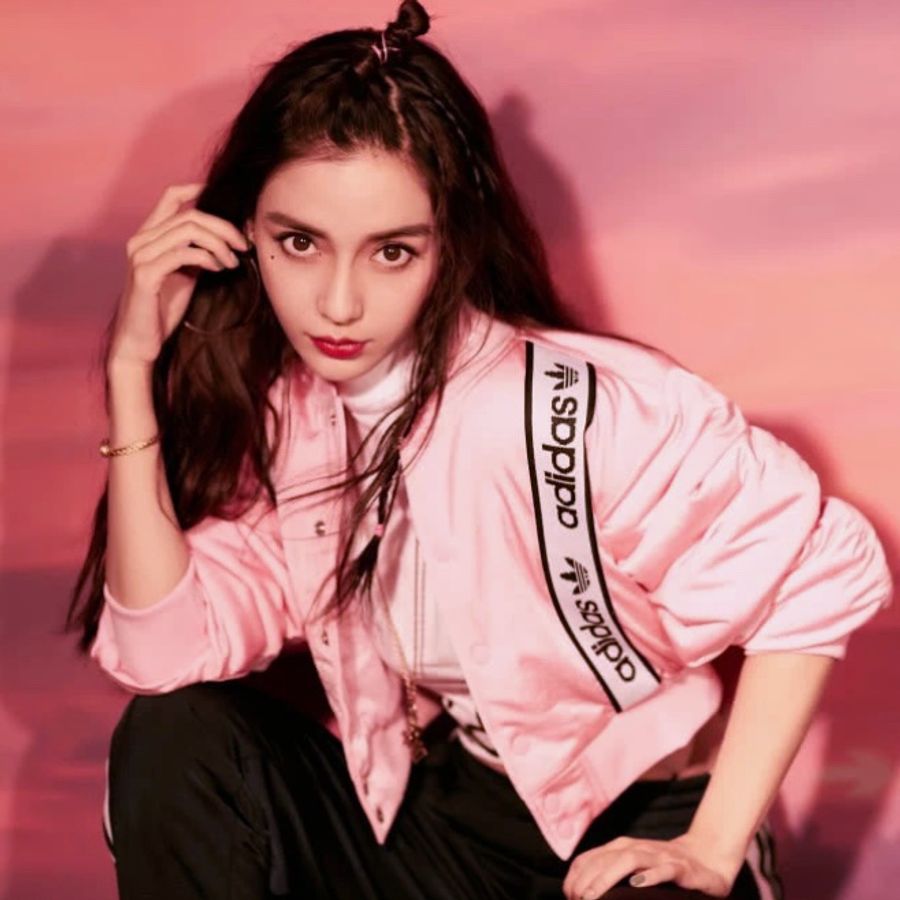 Angelababy x adidas Originals螢光粉紅色短版鋪棉運動外套-3