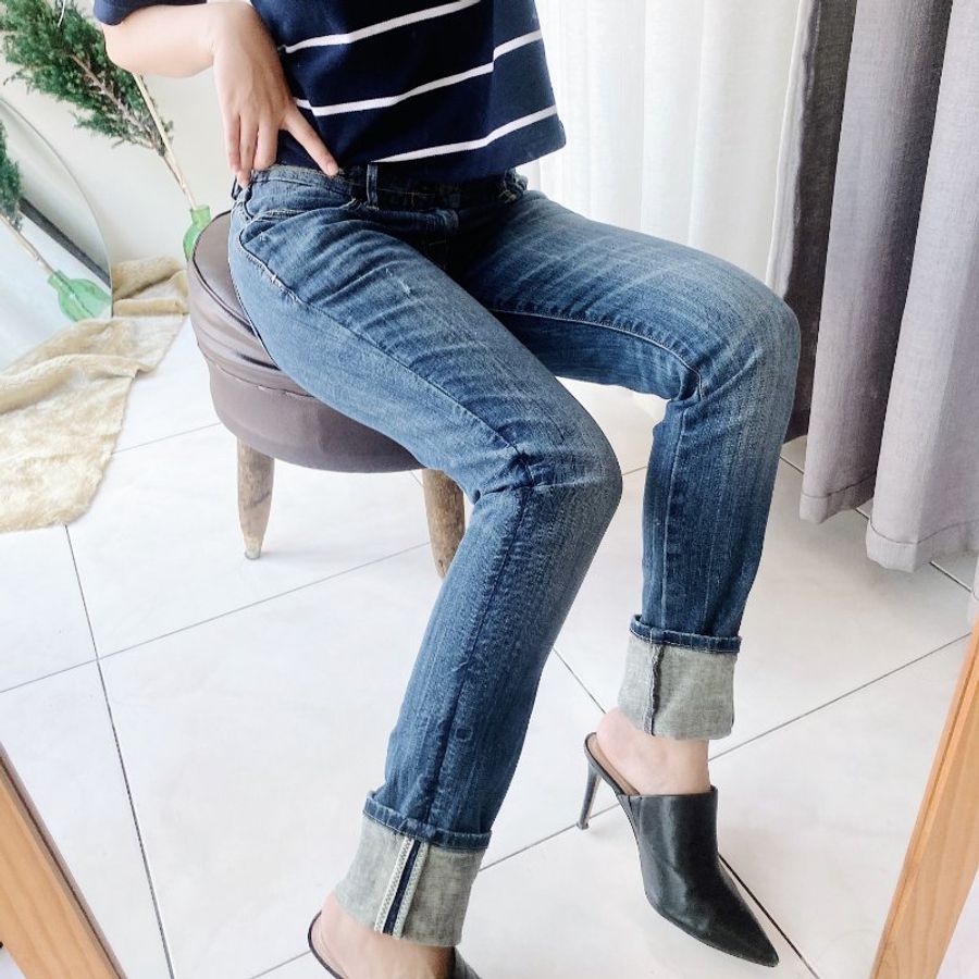 levis / W28 女丹寧棉質牛仔長褲 古著鉛筆褲窄管褲vintage pants-0