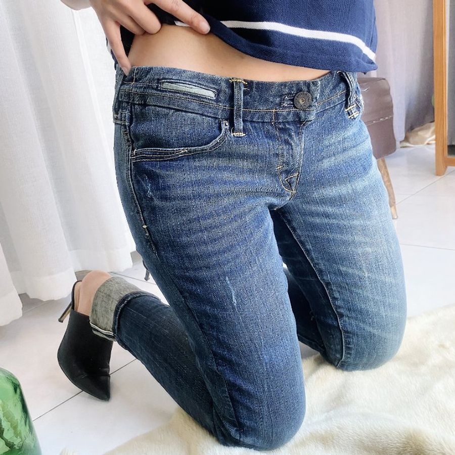 levis / W28 女丹寧棉質牛仔長褲 古著鉛筆褲窄管褲vintage pants-3