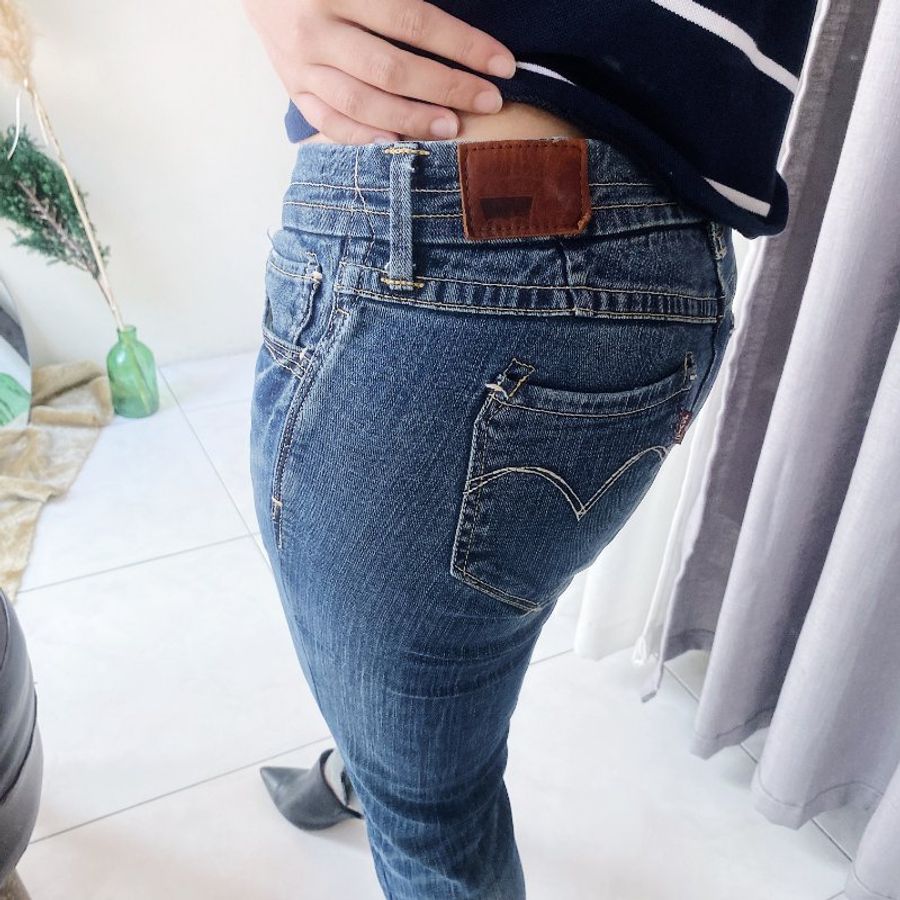 levis / W28 女丹寧棉質牛仔長褲 古著鉛筆褲窄管褲vintage pants-5