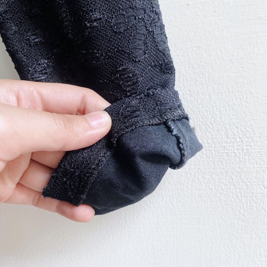 暗夜月黑蕾絲壓紋青澀時光 古著薄料長褲寬褲 pants vintage-8
