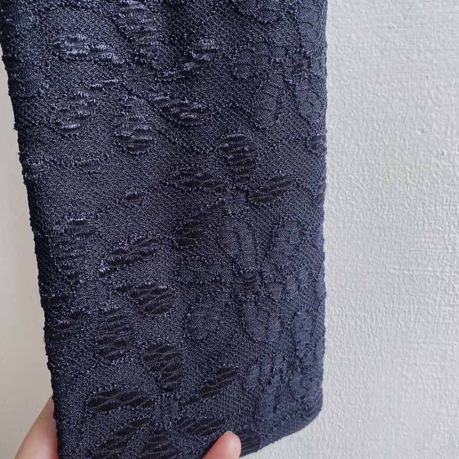 暗夜月黑蕾絲壓紋青澀時光 古著薄料長褲寬褲 pants vintage-9
