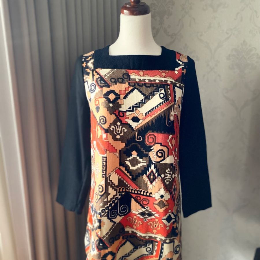 藏私·Collection_普普抽象毛料古著短洋裝訂製款-5