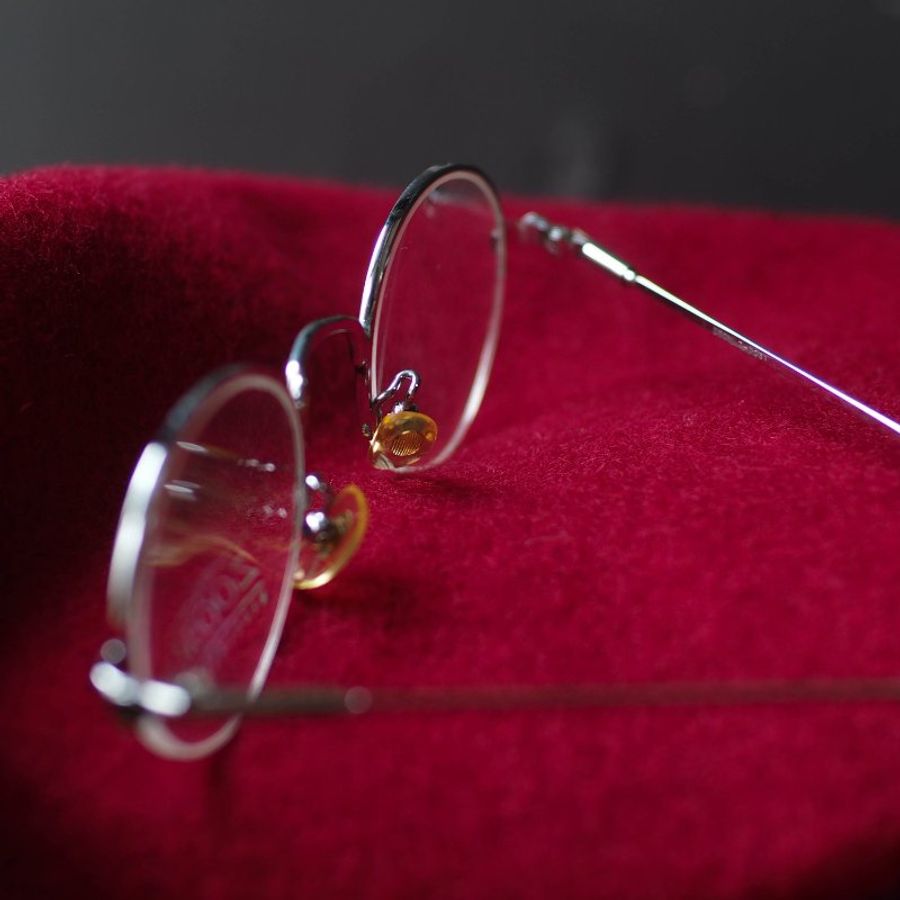 白銀色半框式宇宙星點橢圓型鏡框 細框古董眼鏡 Japan/glasses-3