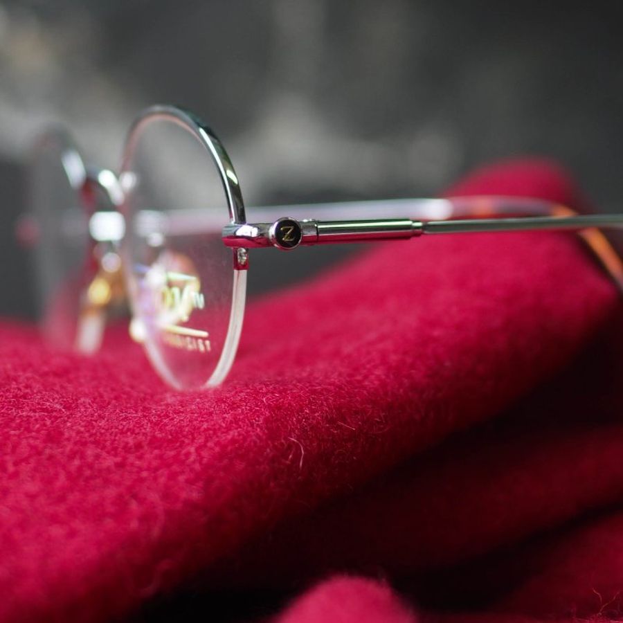 白銀色半框式宇宙星點橢圓型鏡框 細框古董眼鏡 Japan/glasses-4