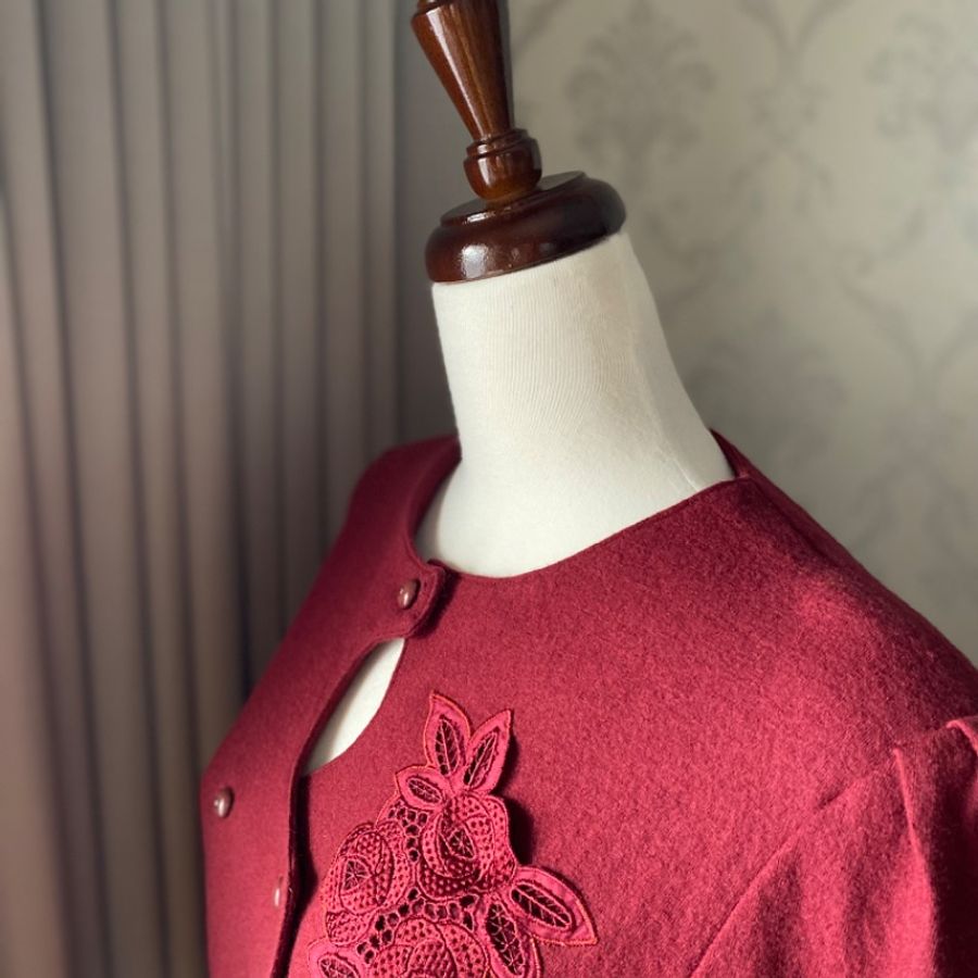 藏私·Collection_古典挖口刺繡毛料古著外套日本製-2