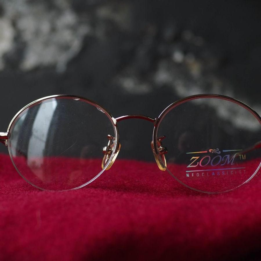 經典簡約金絲弧形線性半框式圓型鏡框 細框古董眼鏡Japan/glasses-1