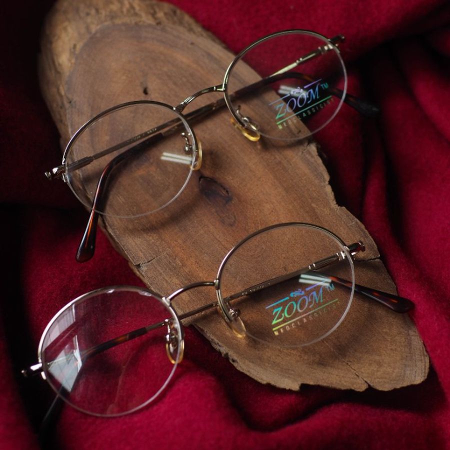 經典簡約金絲弧形線性半框式圓型鏡框 細框古董眼鏡Japan/glasses-5