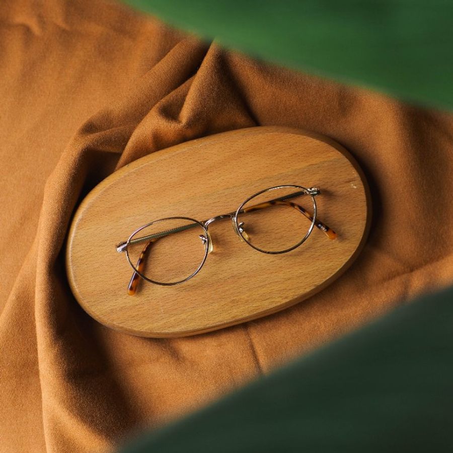 流沙亮黃金線性壓紋圓型鏡框 金框古董眼鏡 Japan/glasses-0