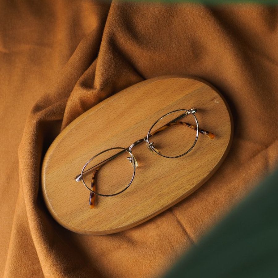 流沙亮黃金線性壓紋圓型鏡框 金框古董眼鏡 Japan/glasses-7
