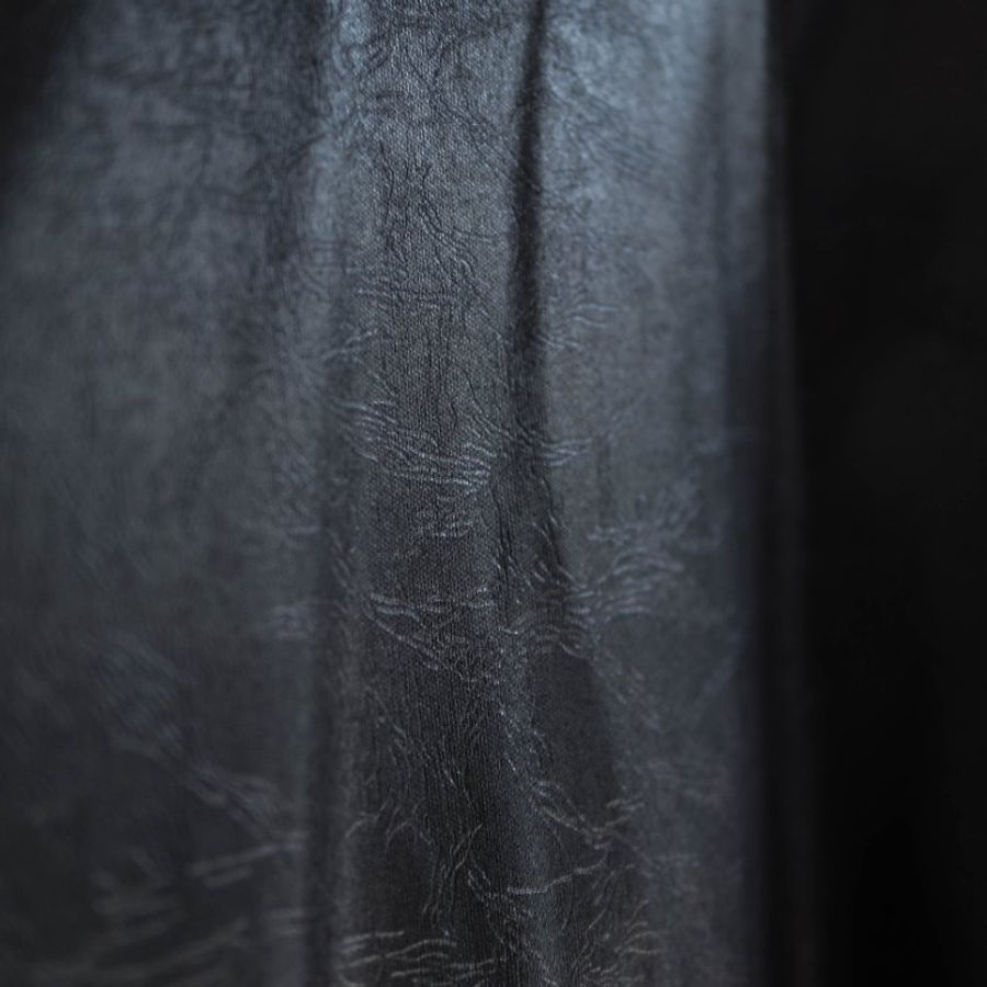 純黑V領豹紋壓紋帥氣亮面光澤 古董薄質風衣外套 dustcoat jacket-2