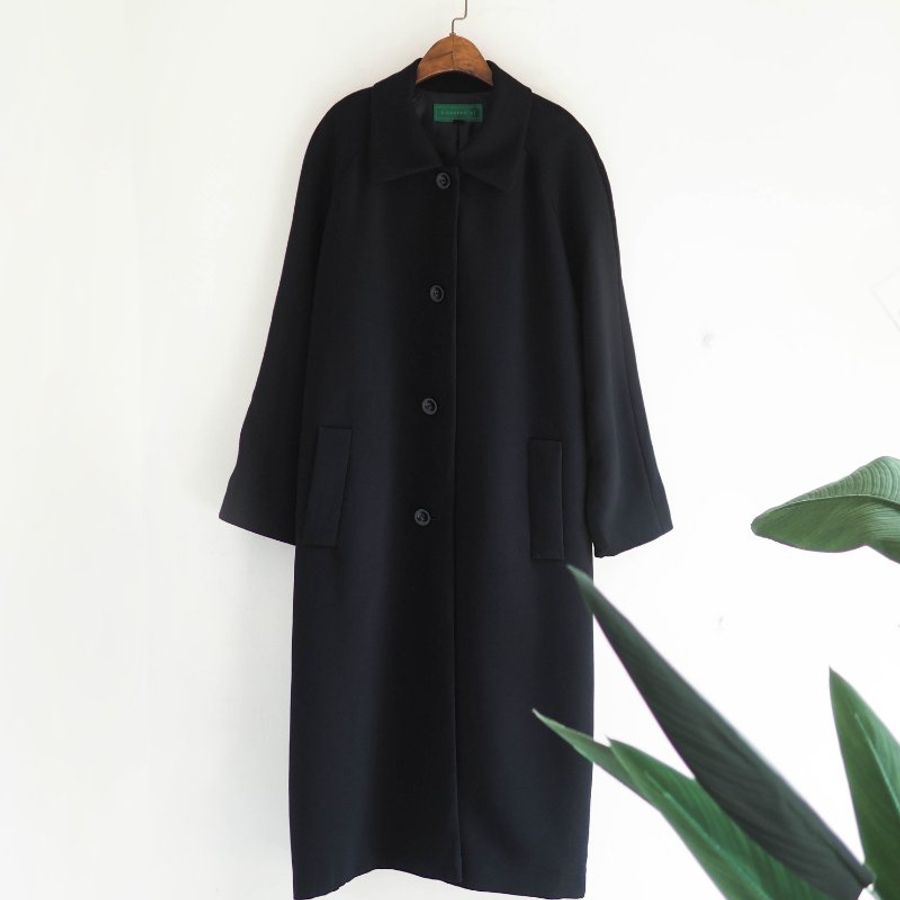 d'reread-af墨黑純色簡約 古董中磅長版大衣外套 dustcoat jacket-0