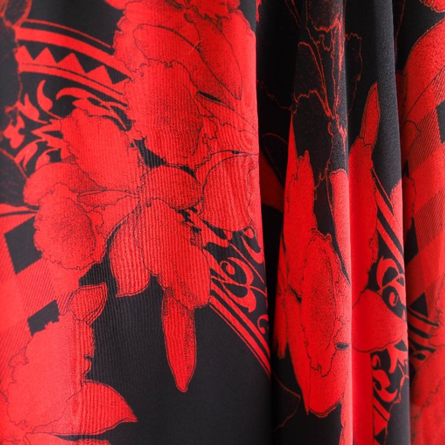 熱情烈焰純紅x墨黑青澀戀愛時光 古董雙層紡紗A字包裙 紗裙 skirt-2