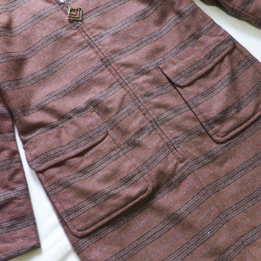莫蘭迪灰藕粉經典優雅冬日女人 古董羊毛毛料連身洋裝長裙 dress-7