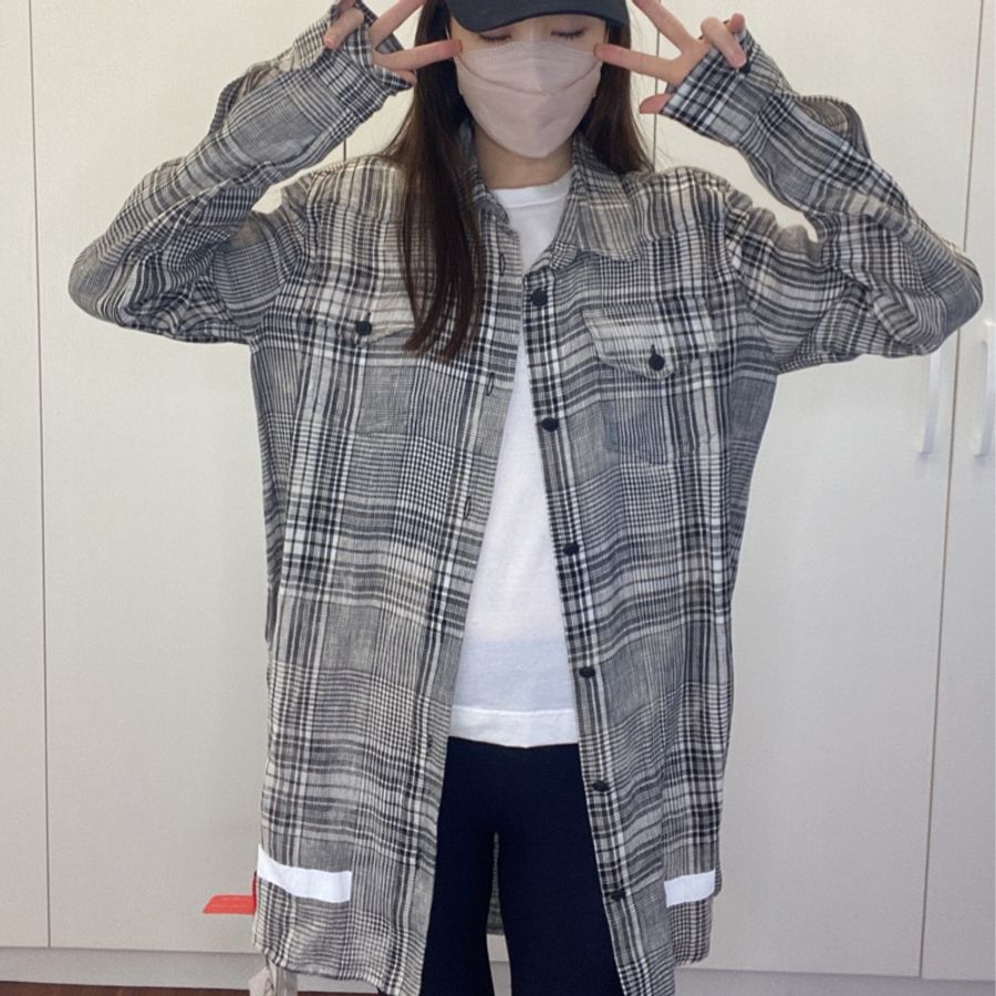 Off-White潮流長版格子襯衫 (全新/男女皆可/可當外套)-0