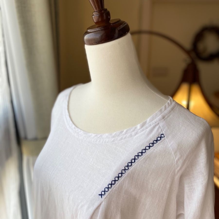藏私·Collection_棉麻刺繡古著傘狀連身裙-2