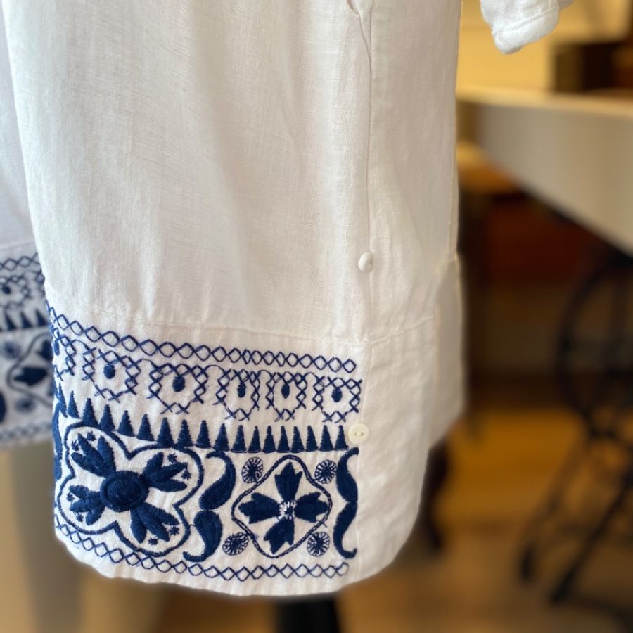 藏私·Collection_棉麻刺繡古著傘狀連身裙-6