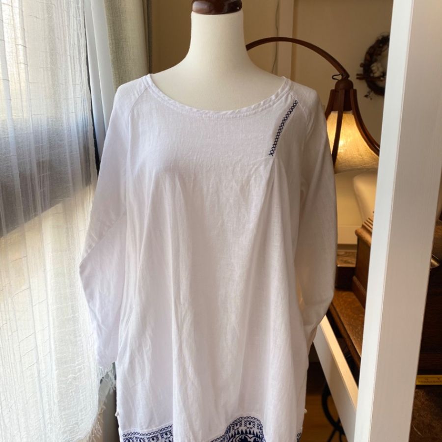 藏私·Collection_棉麻刺繡古著傘狀連身裙-7