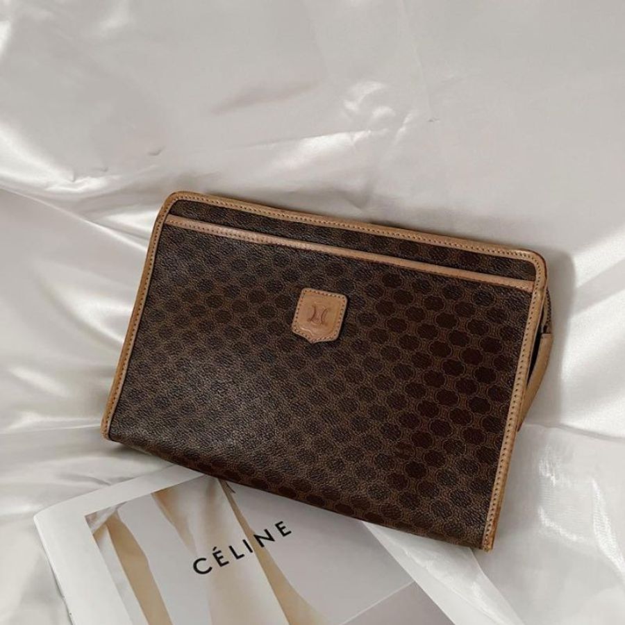Vintage Celine 經典雙層老花手拿包-0