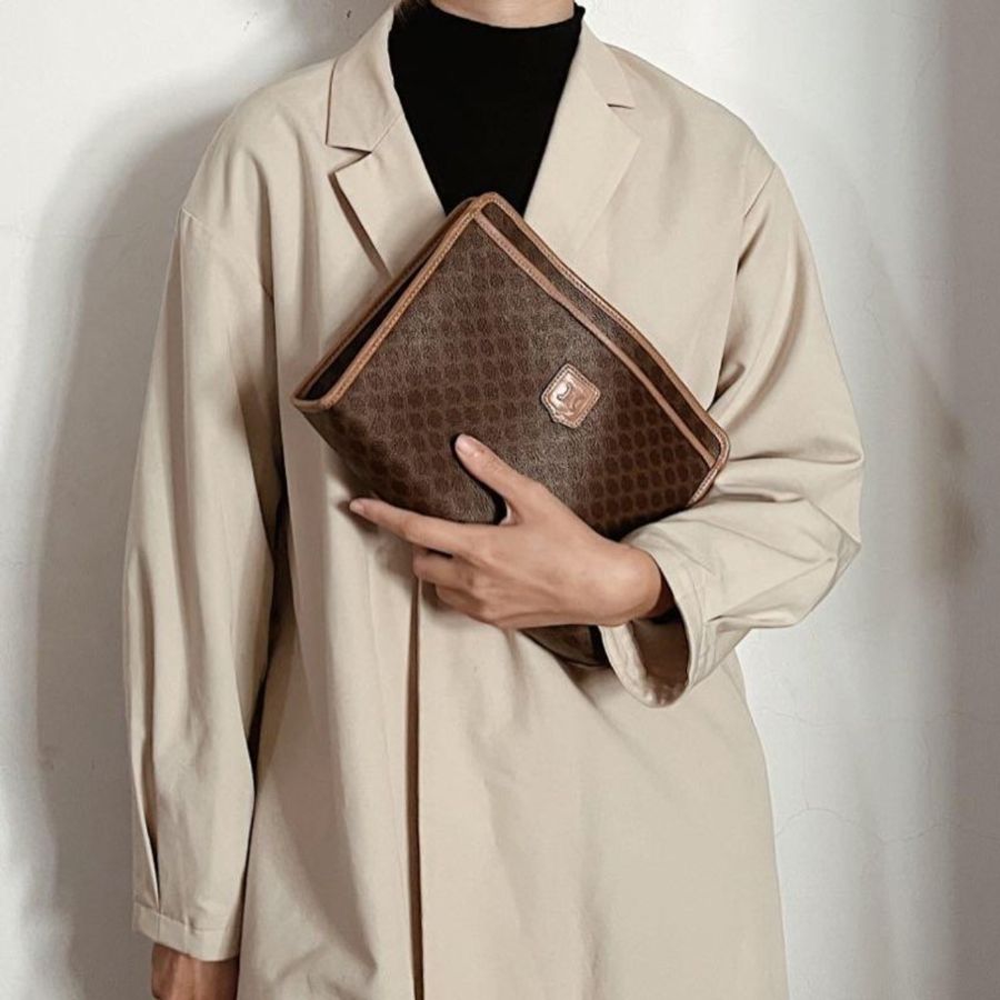 Vintage Celine 經典雙層老花手拿包-5