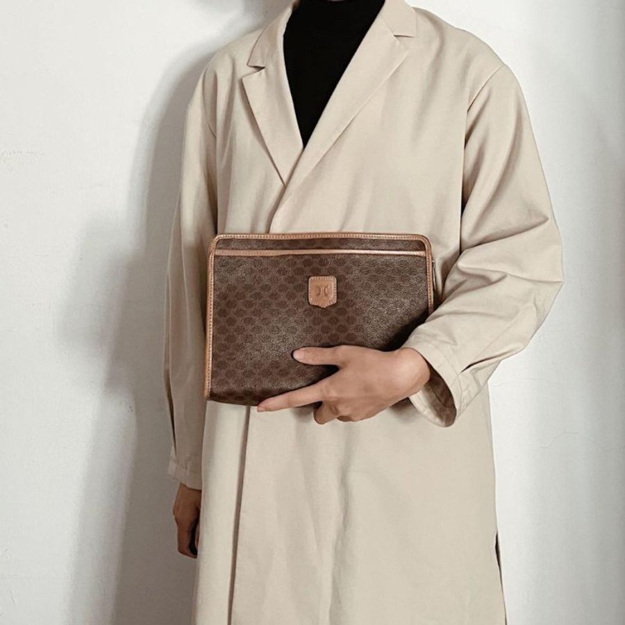 Vintage Celine 經典雙層老花手拿包-7