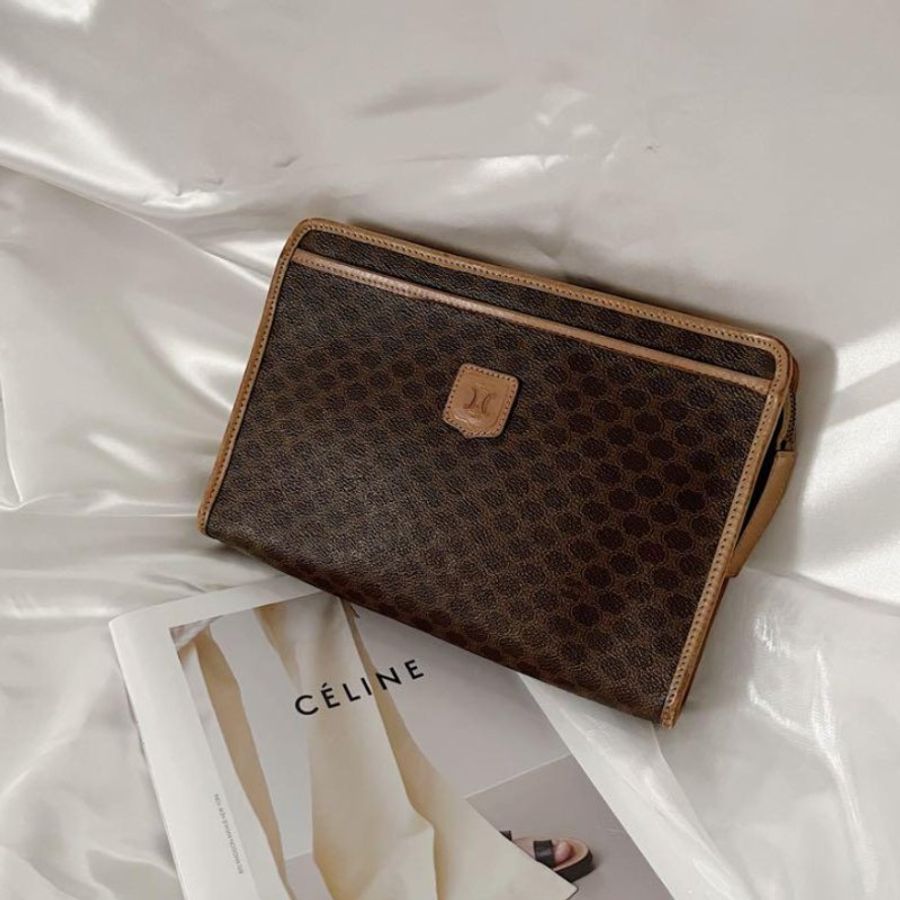 Vintage Celine 經典雙層老花手拿包-8
