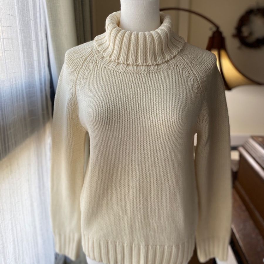 藏私·Collection_白色折領套頭古著毛衣-0