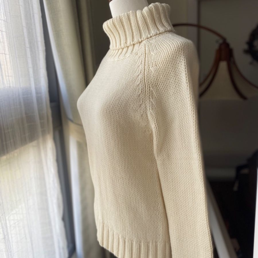 藏私·Collection_白色折領套頭古著毛衣-1
