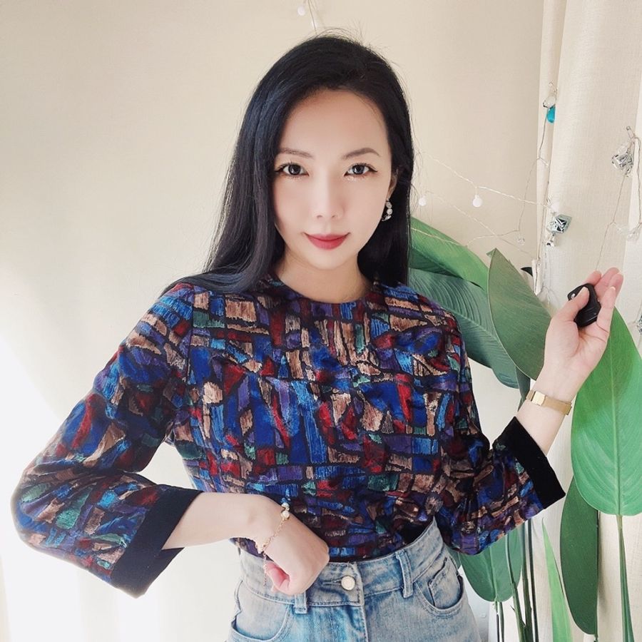 亮光彩色拼塊短板戀愛日札 古董光感金絲亮絨拉鍊上衣 vintage-5