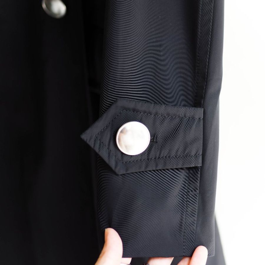 深黑藍霧面銀釦秋楓戀日少女 古董薄料風衣外套 dustcoat jacket-2