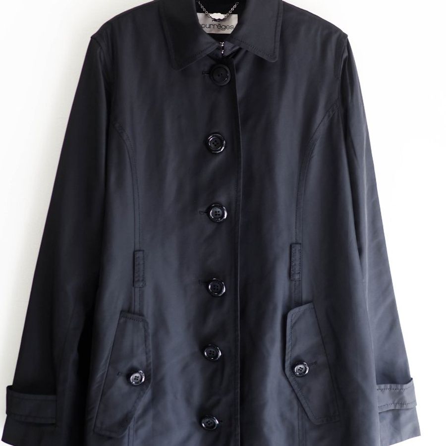 墨黑亮面立體版型秋季時光 古董薄料風衣外套 dustcoat jacket-7