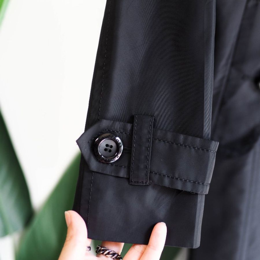 墨黑亮面立體版型秋季時光 古董薄料風衣外套 dustcoat jacket-8