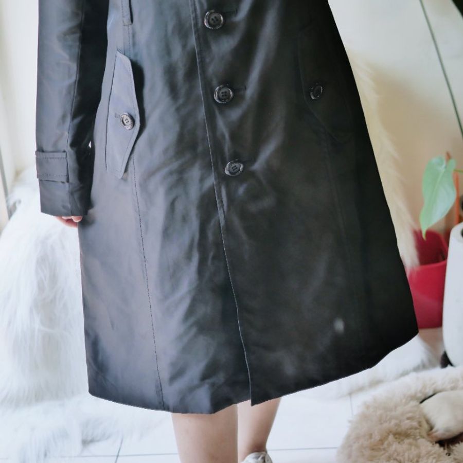 墨黑亮面立體版型秋季時光 古董薄料風衣外套 dustcoat jacket-3