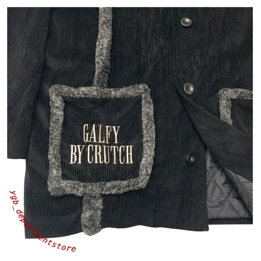 🌞vintage🌞品牌Galfy黑色燈芯絨毛毛邊古着連帽夾克外套(๑•ૅㅁ•๑)美式日系復古辣妹個性90s00s-4