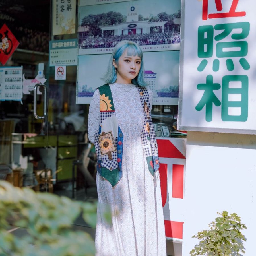 除了 True Love 燕麥腰果花 古著洋裝-0